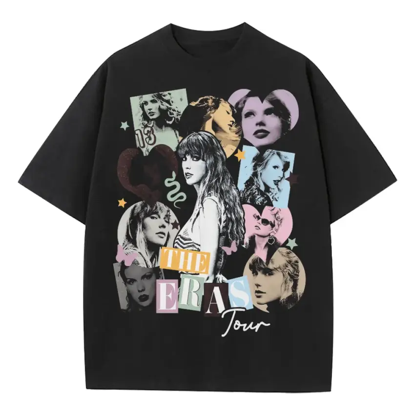 Taylor Swift On Tour Heavyweight Oversized Black Graphic Tee