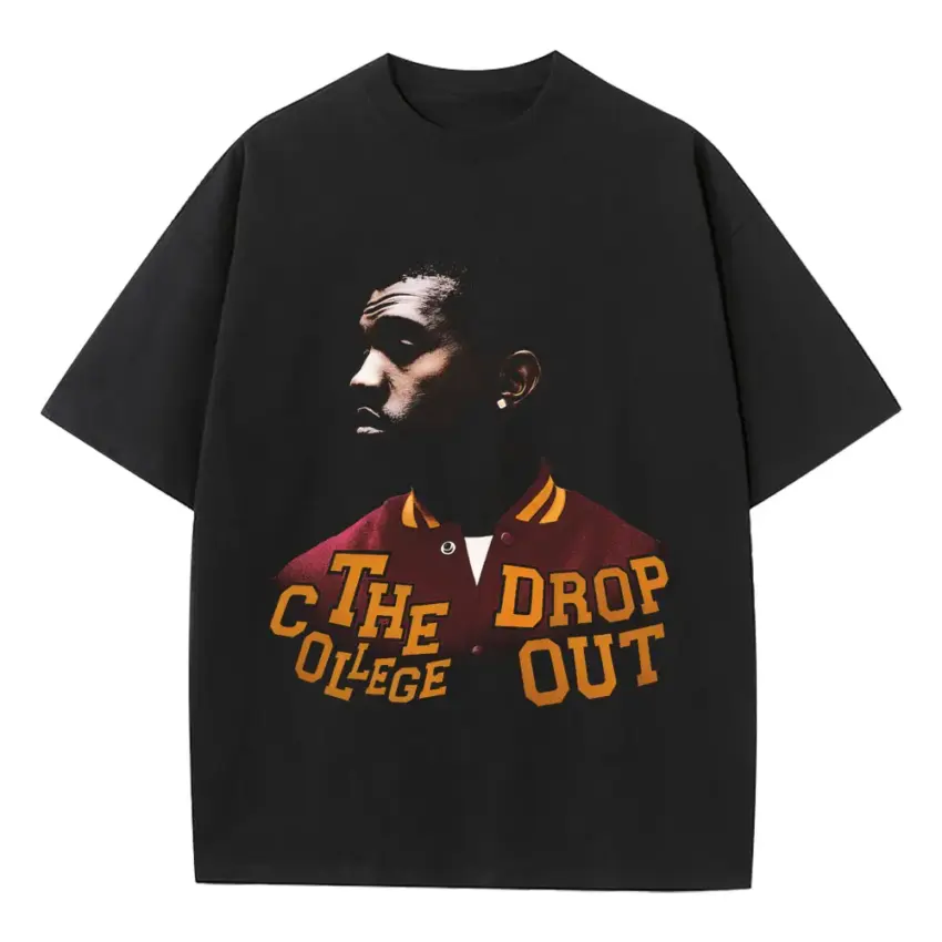 The College Dropout Heavyweight Oversized Black Graphic Tee