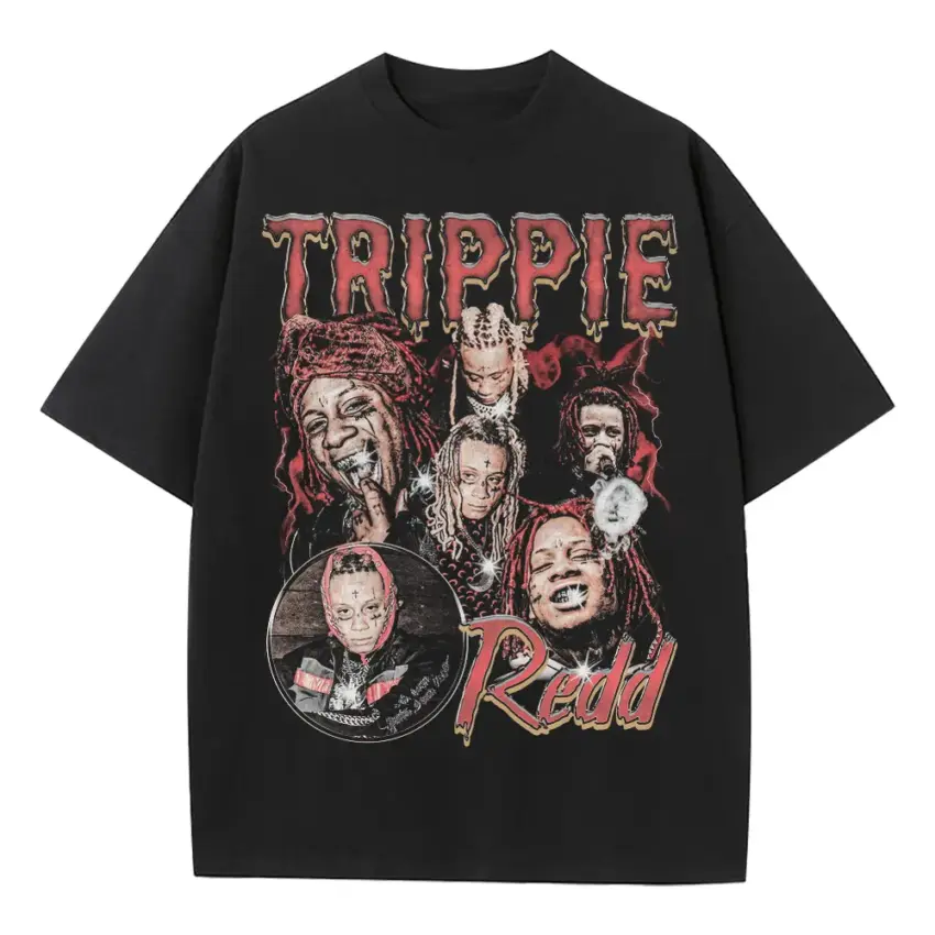 Trippie Redd Trip At Knight Heavyweight Oversized Black Graphic Tee