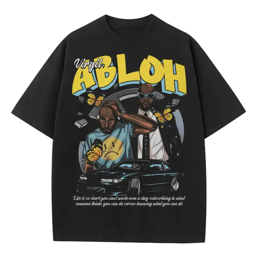 Virgil Abloh Tribute Heavyweight Oversized Black Graphic Tee