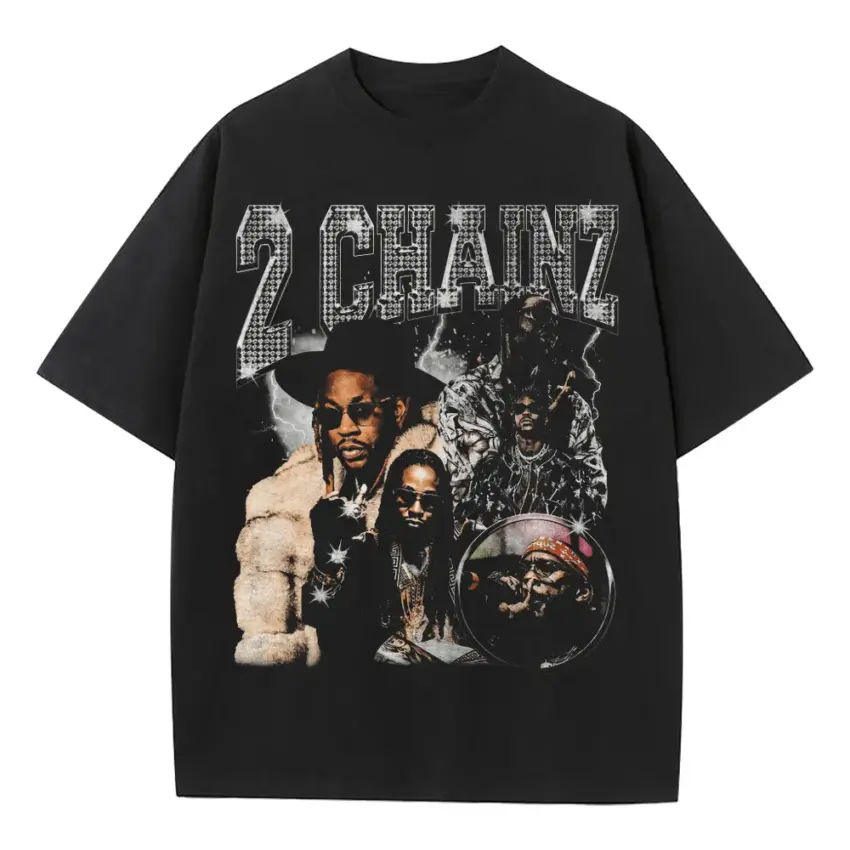Two Chainz Tribute Heavyweight Oversized Black Graphic Tee