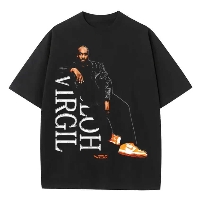 Virgil Was Here Heavyweight Oversized Black Graphic Tee