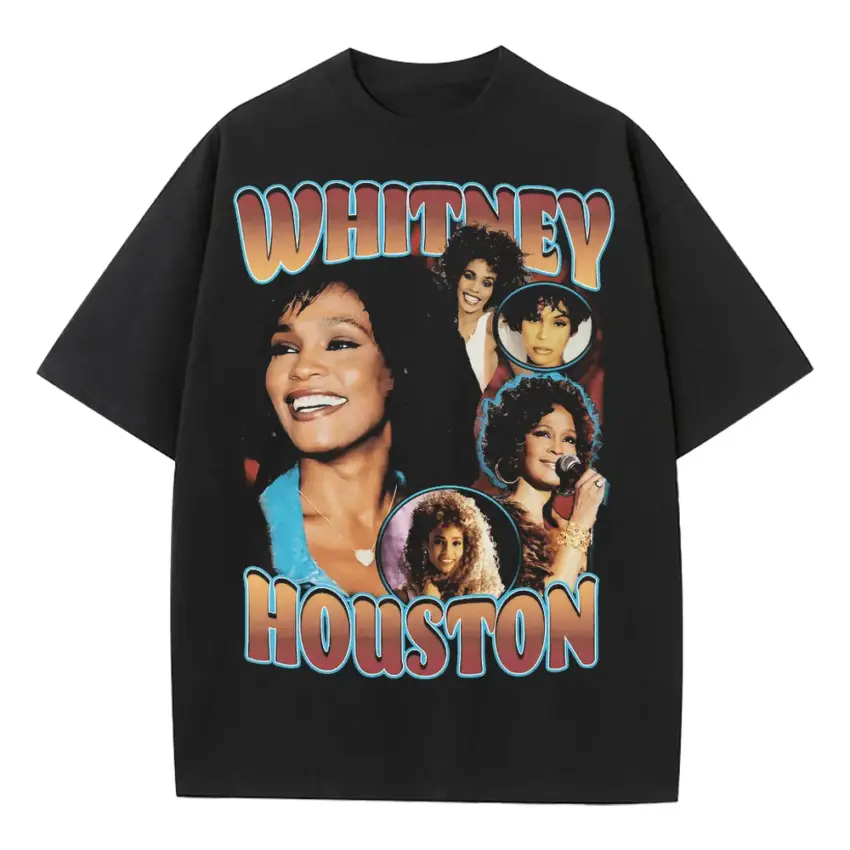 Whitney Houston I Wanna Dance Heavyweight Oversized Black Graphic Tee