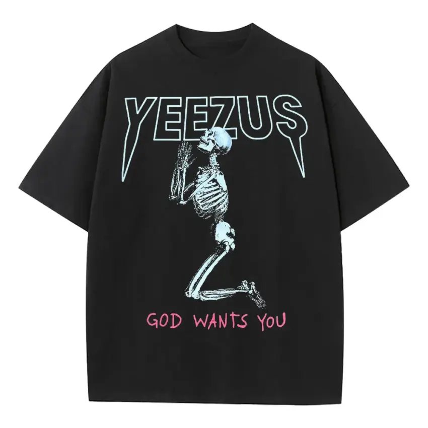 Yeezus Tour Skeleton Heavyweight Oversized Black Graphic Tee