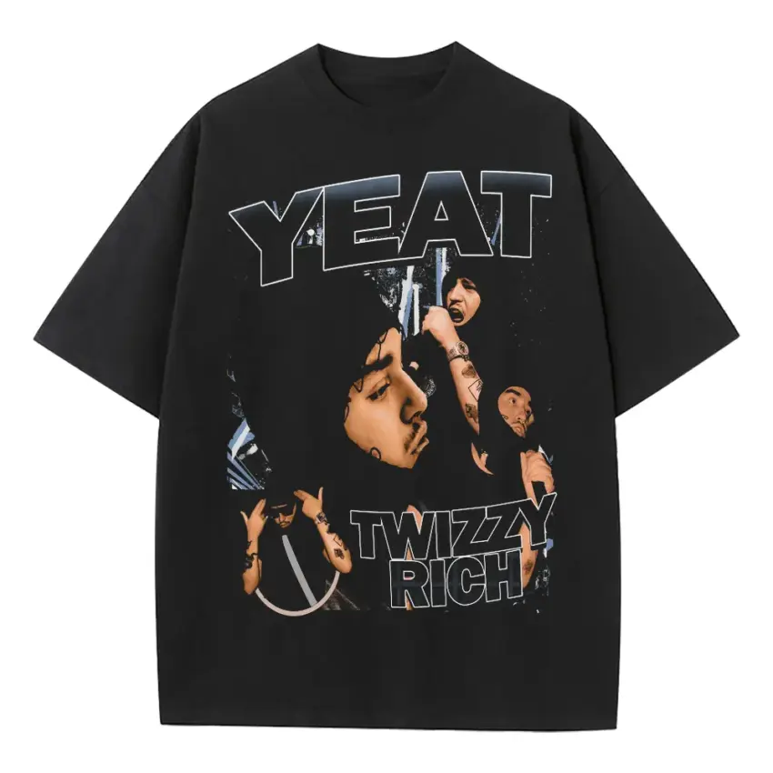 Yeat Twizzy Rich Heavyweight Oversized Black Graphic Tee