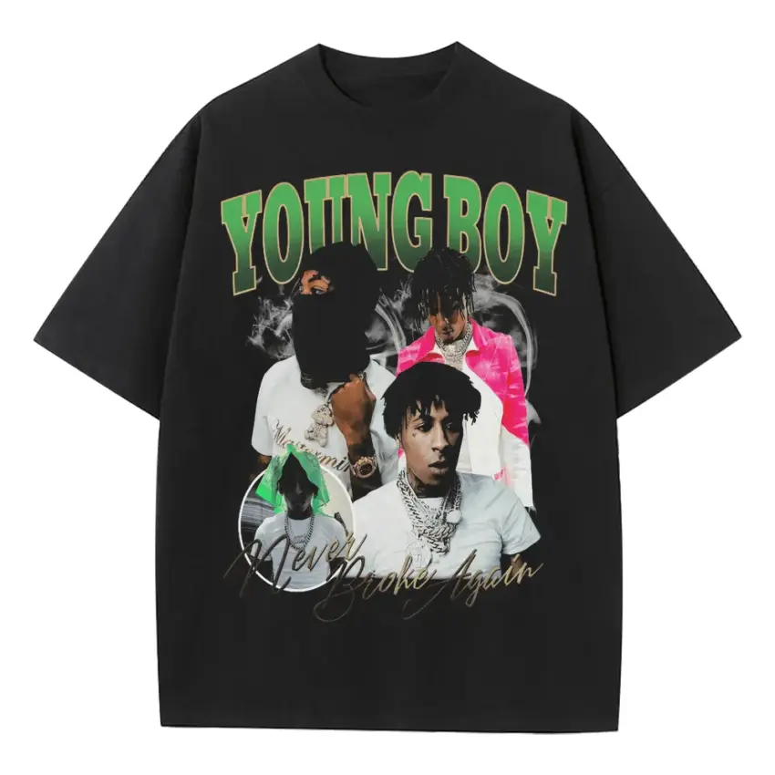 Youngboy Slime Aesthetic Heavyweight Oversized Black Graphic Tee