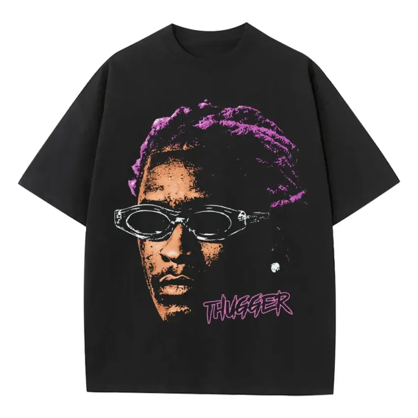 Young Thug Thugger Shades Heavyweight Oversized Black Graphic Tee