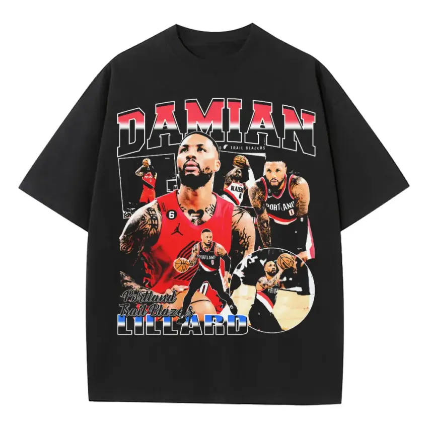 Damian Lillard Rip City King Heavyweight Oversized Black Graphic Tee