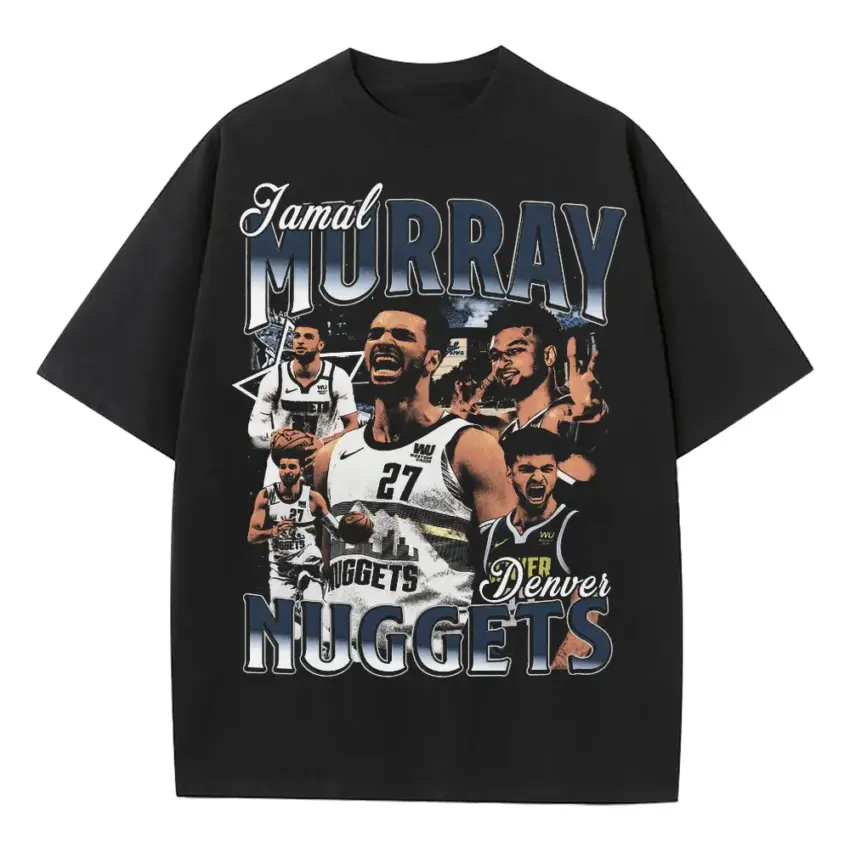 Jamal Murray The Nuggets Champion Guard Heavyweight Oversized Black Graphic Tee