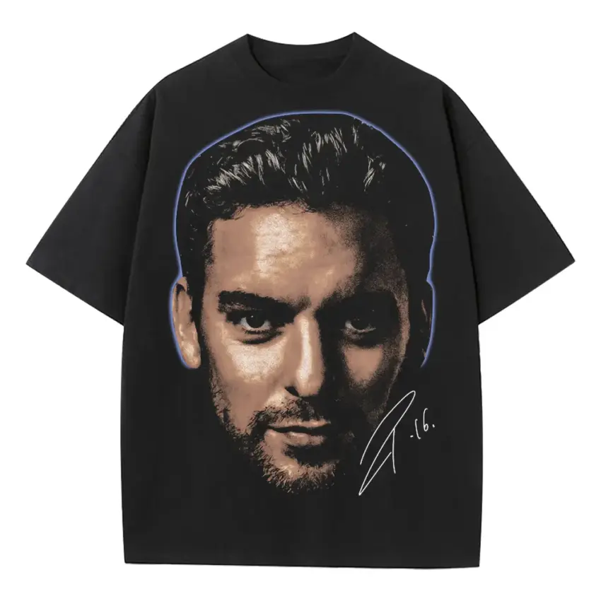 Pau Gasol Lakers Legend Portrait Heavyweight Oversized Black Graphic Tee