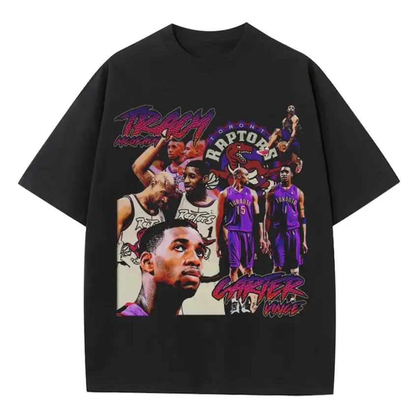 Light The Beam Heavyweight Oversized Black Graphic Tee
