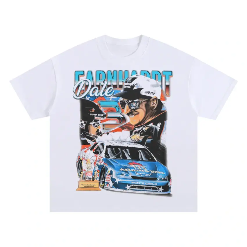 Earnhardt The Intimidator Oversized White Graphic Tee