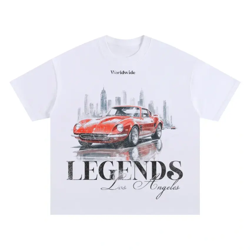 Porsche Legends Of LA Oversized White Graphic Tee
