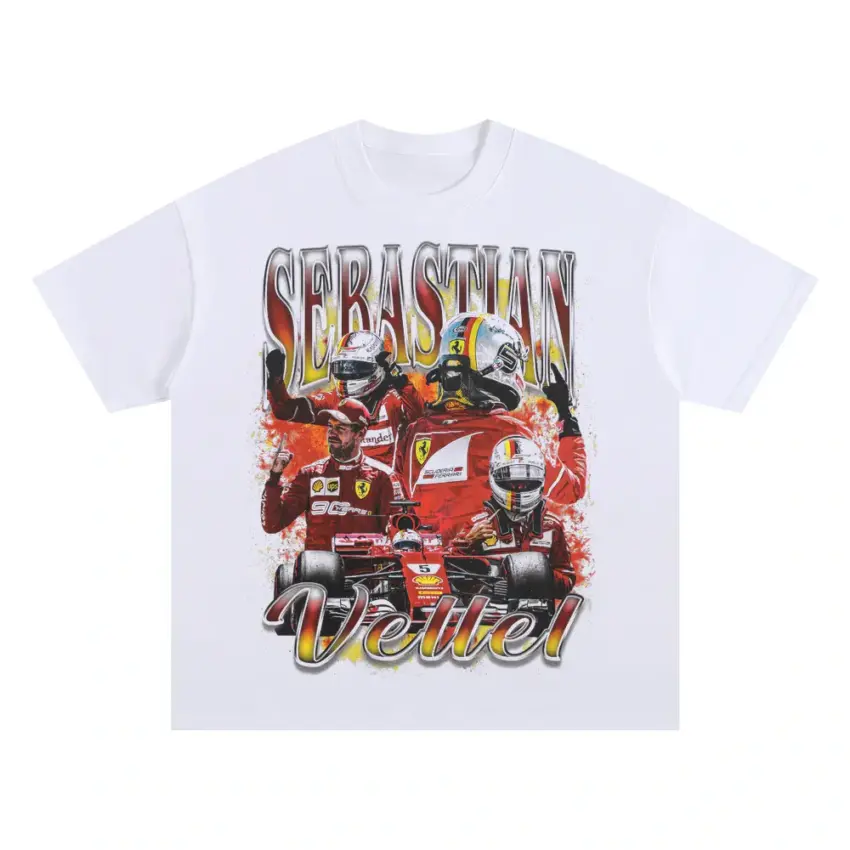 Vettel Forza Ferrari Oversized White Graphic Tee