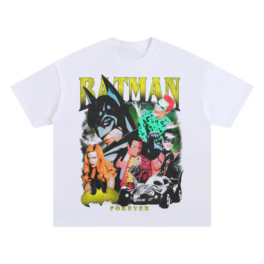 Gotham's Neon Knight Oversized White Graphic Tee