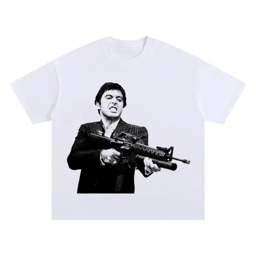 Say Hello To My Little Friend Oversized White Graphic Tee