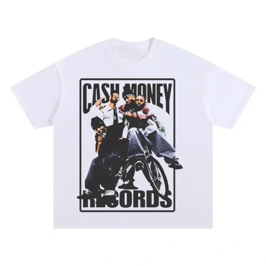 Cash Money Records Oversized White Graphic Tee