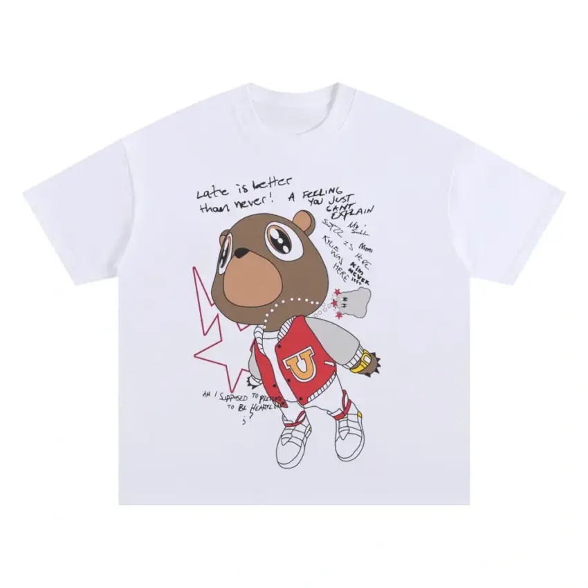 College Dropout Bear Oversized White Graphic Tee