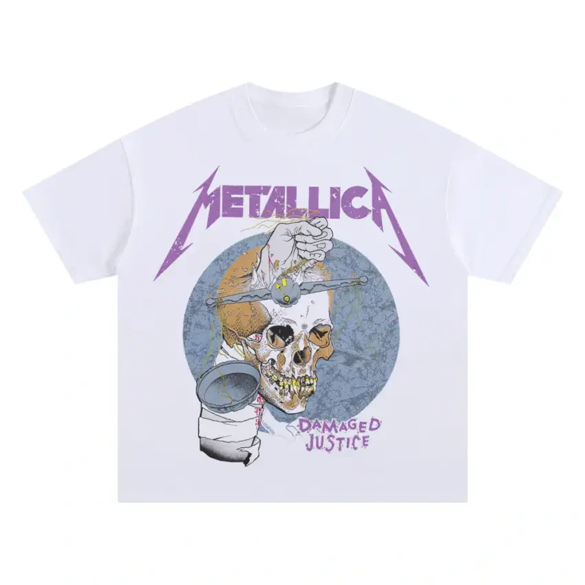 Damaged Justice Oversized White Graphic Tee