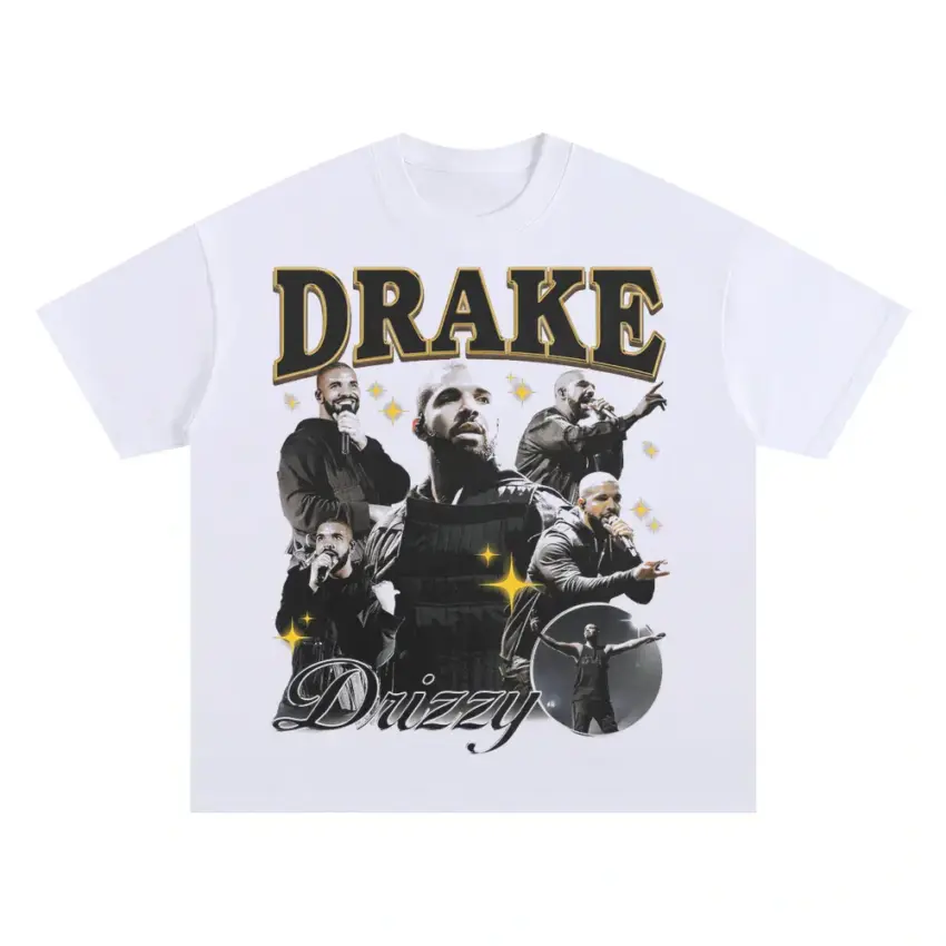 Drizzy Decades Oversized White Graphic Tee