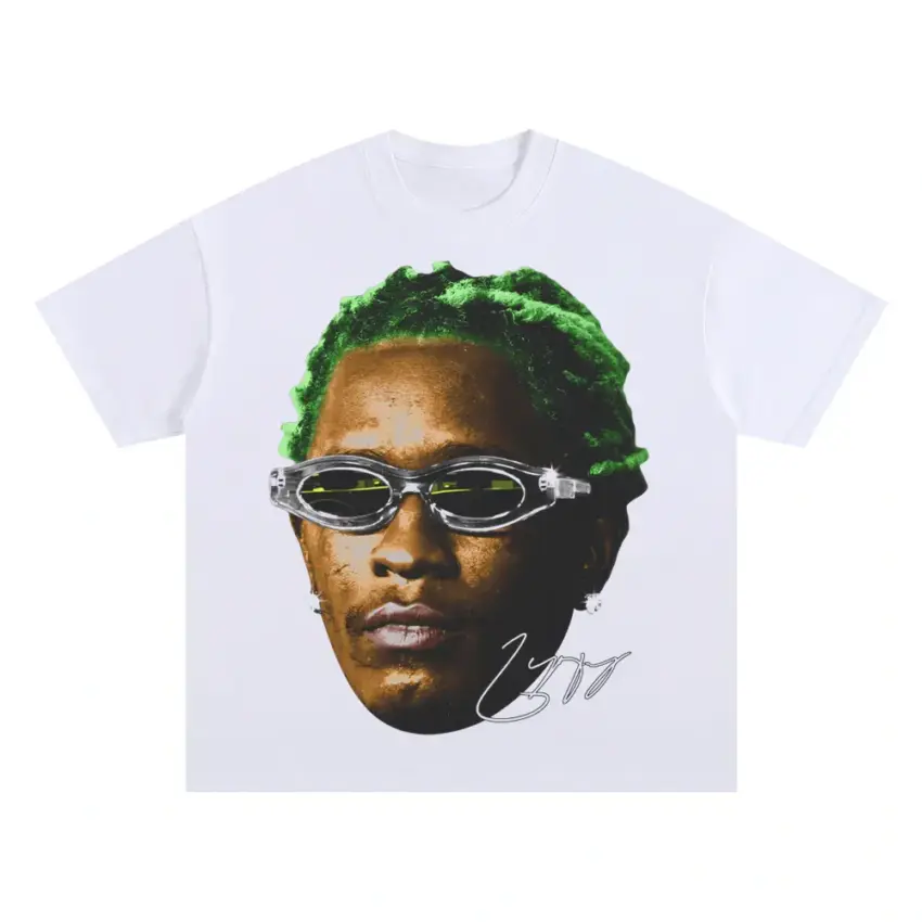 Green Hair Rage Oversized White Graphic Tee
