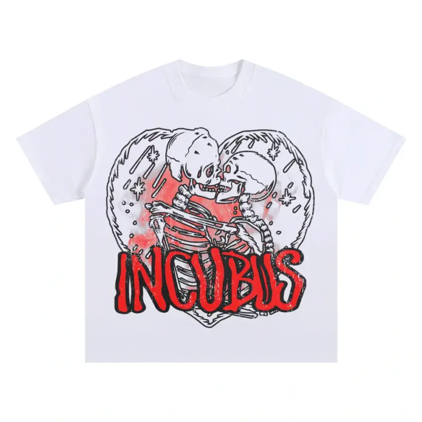Incubus Skeletons Oversized White Graphic Tee