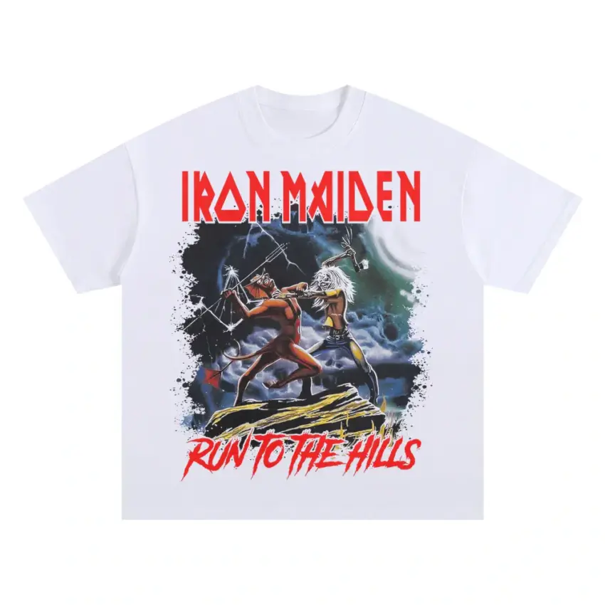 Run To The Hills Oversized White Graphic Tee