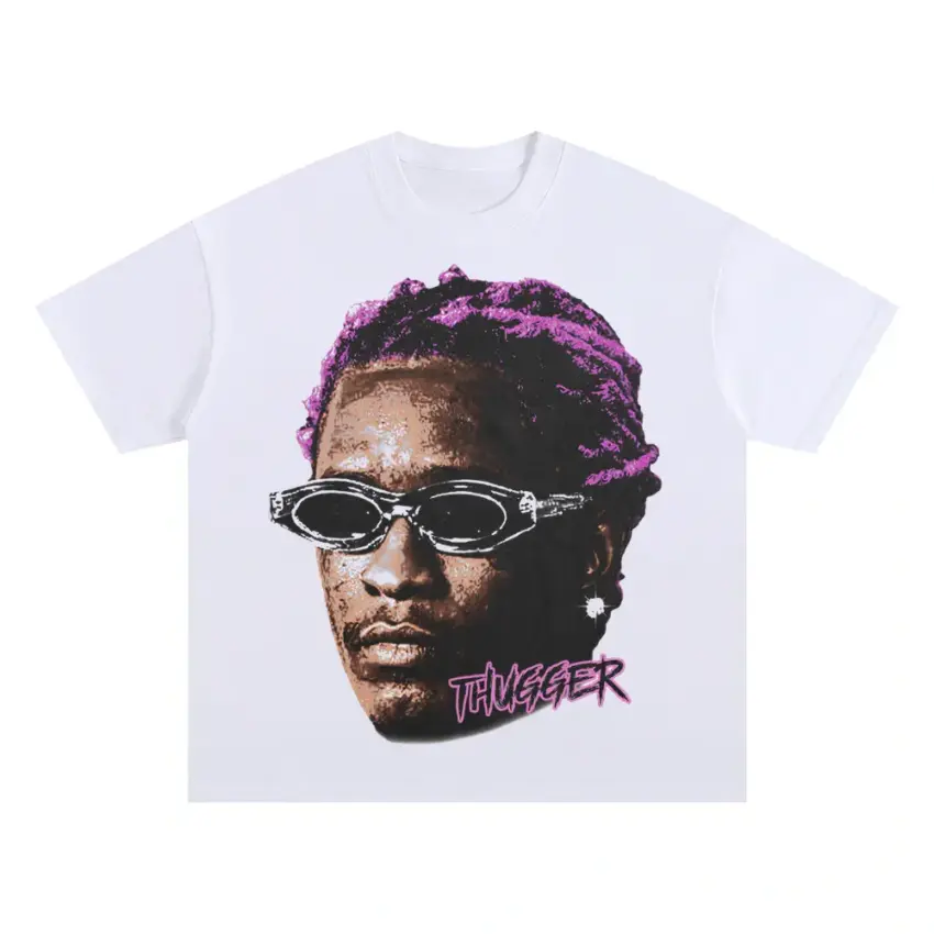 Thugger Vision Oversized White Graphic Tee