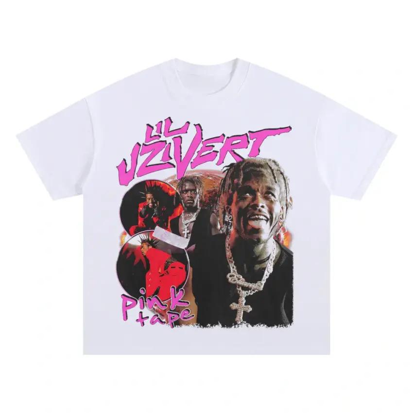 Uzi Vert Collage Oversized White Graphic Tee