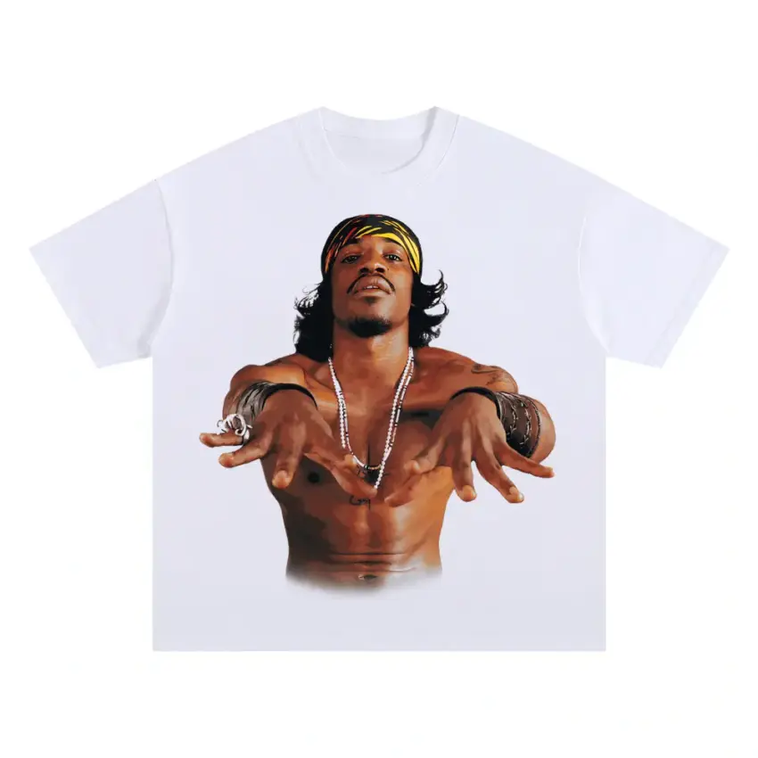 Thug Life Icon Oversized White Graphic Tee