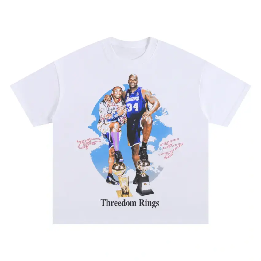 Three Dom Rings Oversized White Graphic Tee