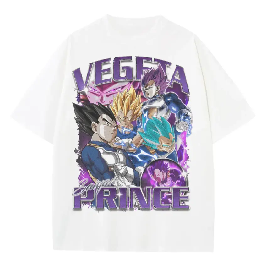 Saiyan Prince Pride Heavyweight Oversized White Graphic Tee