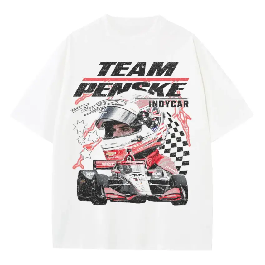 Team Penske Indycar Power Heavyweight Oversized White Graphic Tee