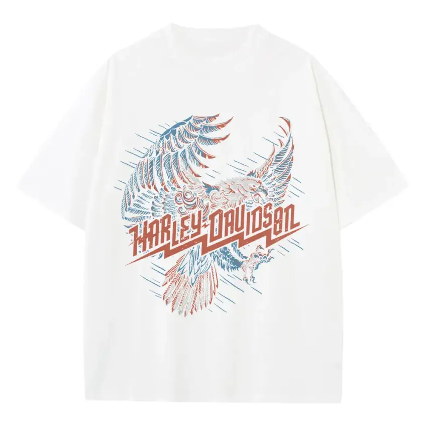 Harley Davidson Abstract Flight Heavyweight Oversized White Graphic Tee