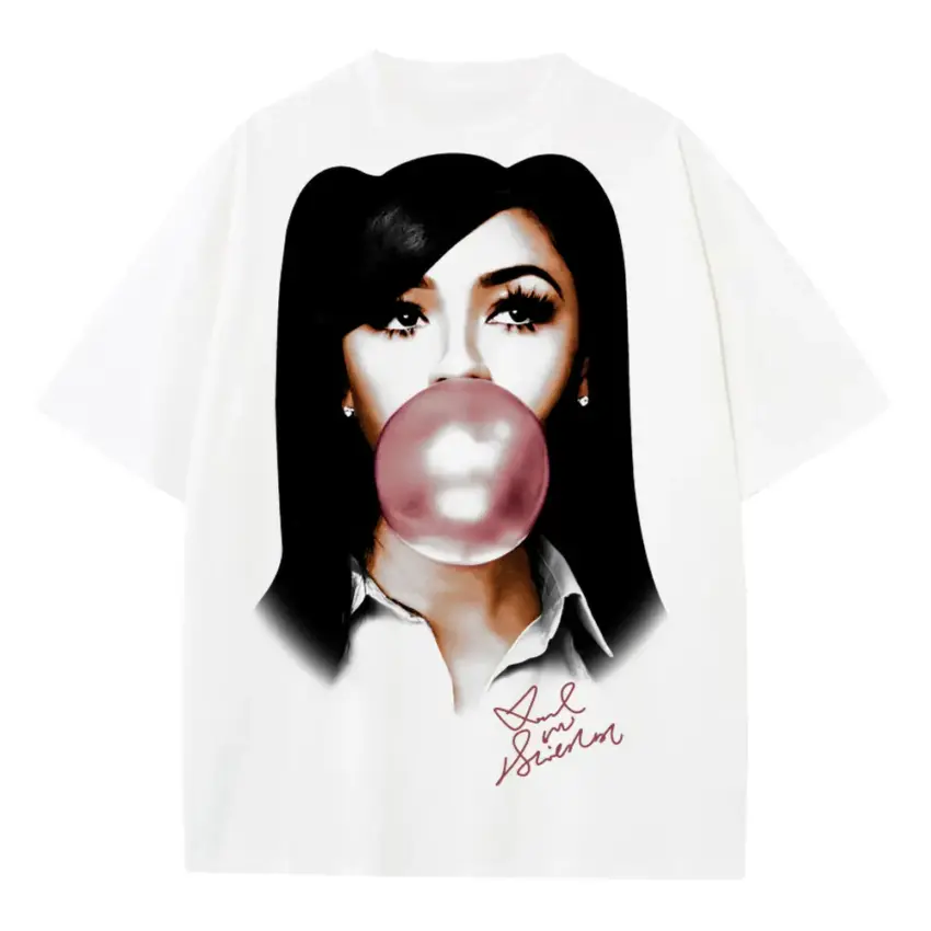 Bubblegum Bardi Heavyweight Oversized White Graphic Tee