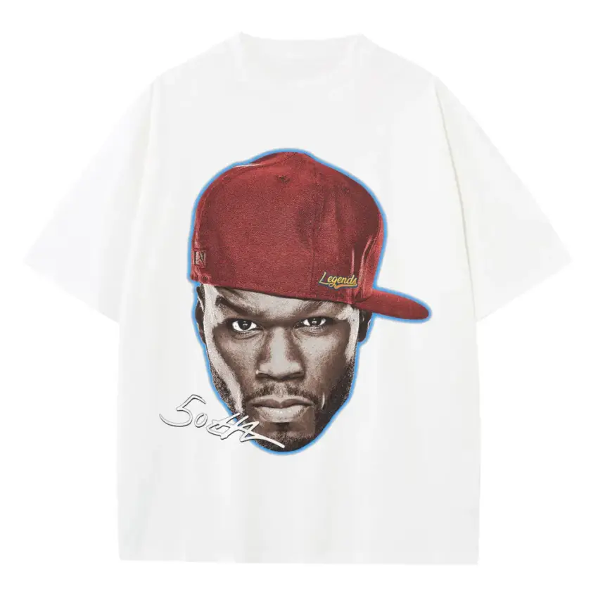 Curtis Jackson Signature Heavyweight Oversized White Graphic Tee
