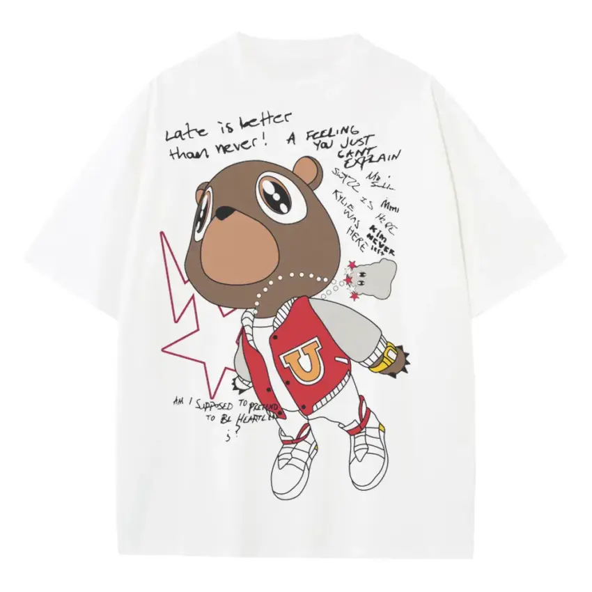 College Dropout Bear Heavyweight Oversized White Graphic Tee