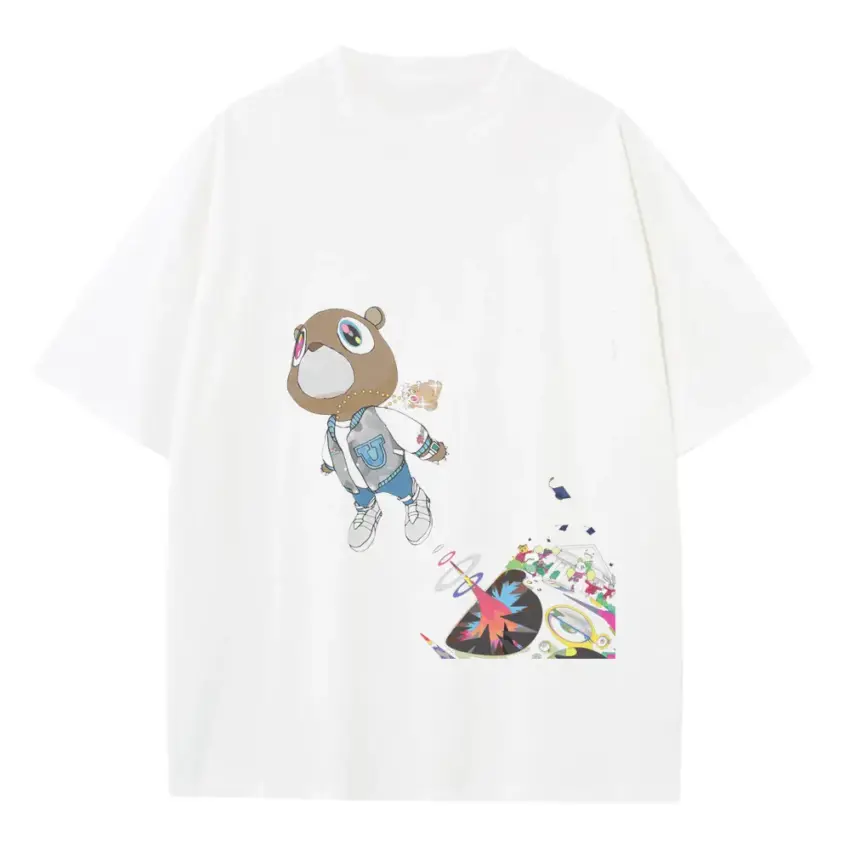 Graduation Bear Heavyweight Oversized White Graphic Tee