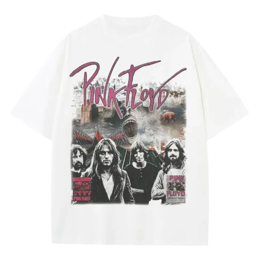 Echoes Of Floyd Heavyweight Oversized White Graphic Tee