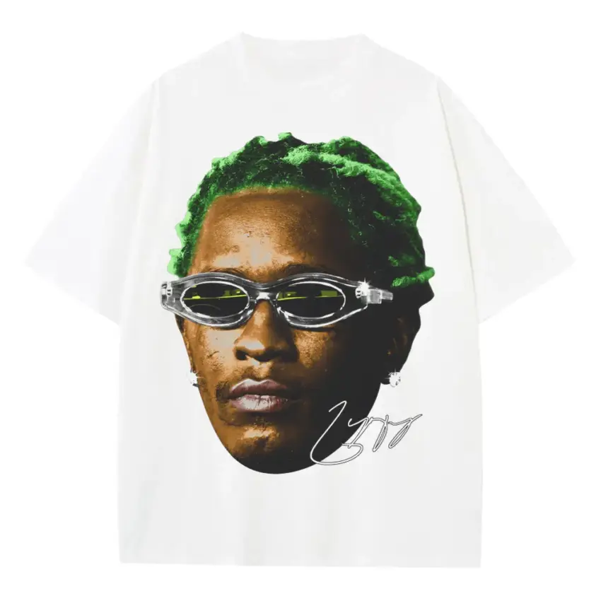 Green Hair Rage Heavyweight Oversized White Graphic Tee