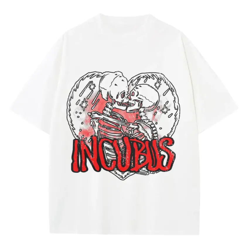 Incubus Skeletons Heavyweight Oversized White Graphic Tee
