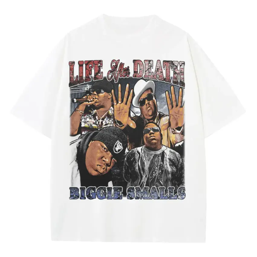 Life After Death Heavyweight Oversized White Graphic Tee