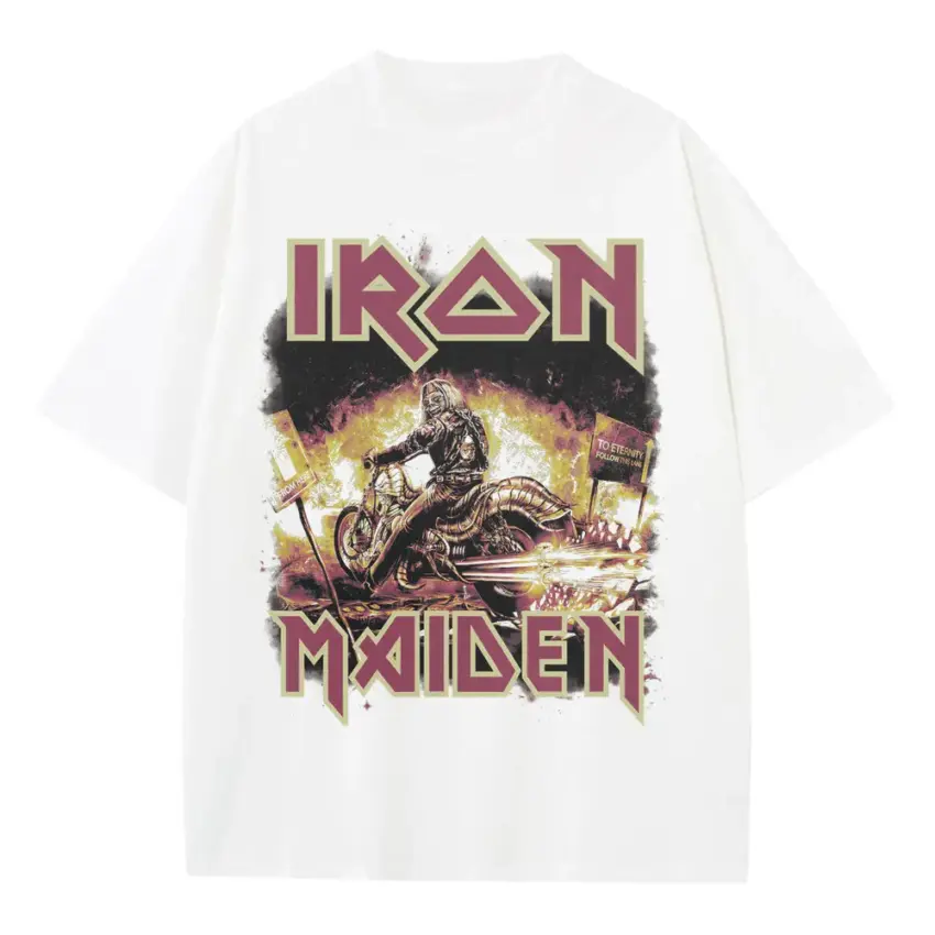 Maiden England Heavyweight Oversized White Graphic Tee