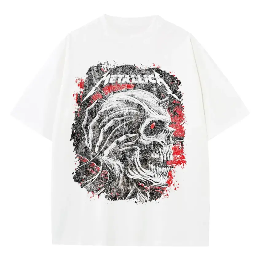 Sad But True Skull Heavyweight Oversized White Graphic Tee
