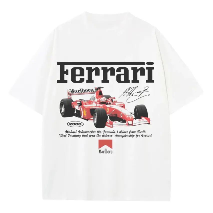 Schumacher Scuderia Legend Heavyweight Oversized White Graphic Tee
