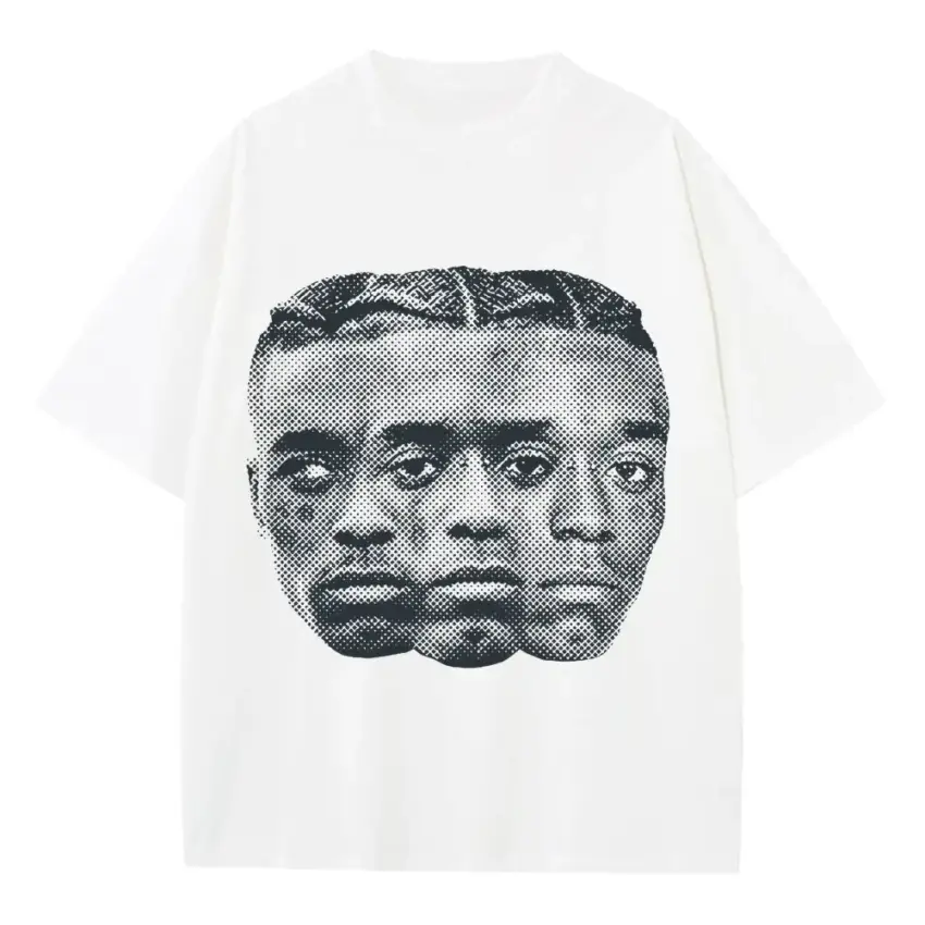 Uzi Three Faces Heavyweight Oversized White Graphic Tee