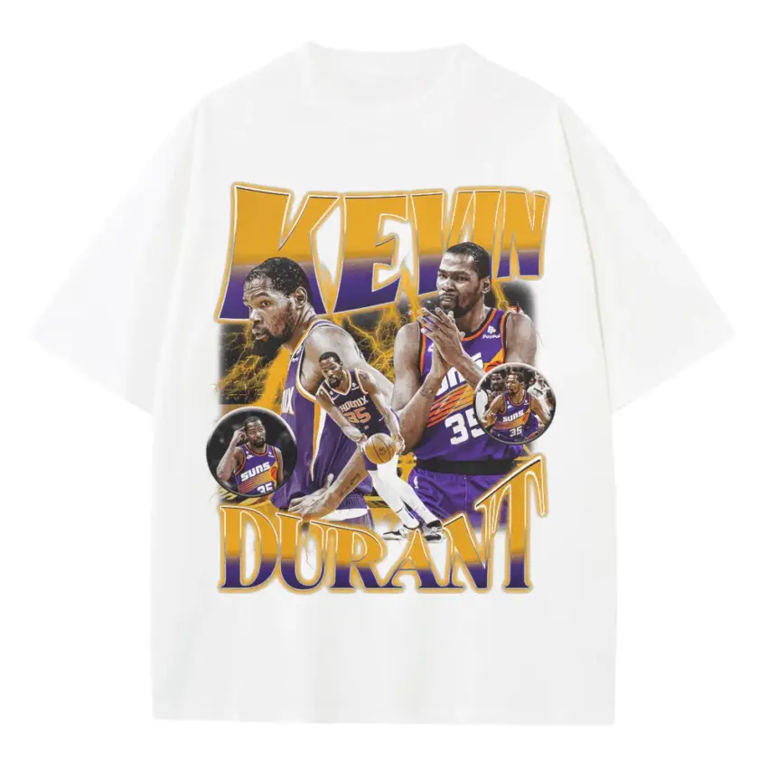 Kevin Durant Career Collage Heavyweight Oversized White Graphic Tee
