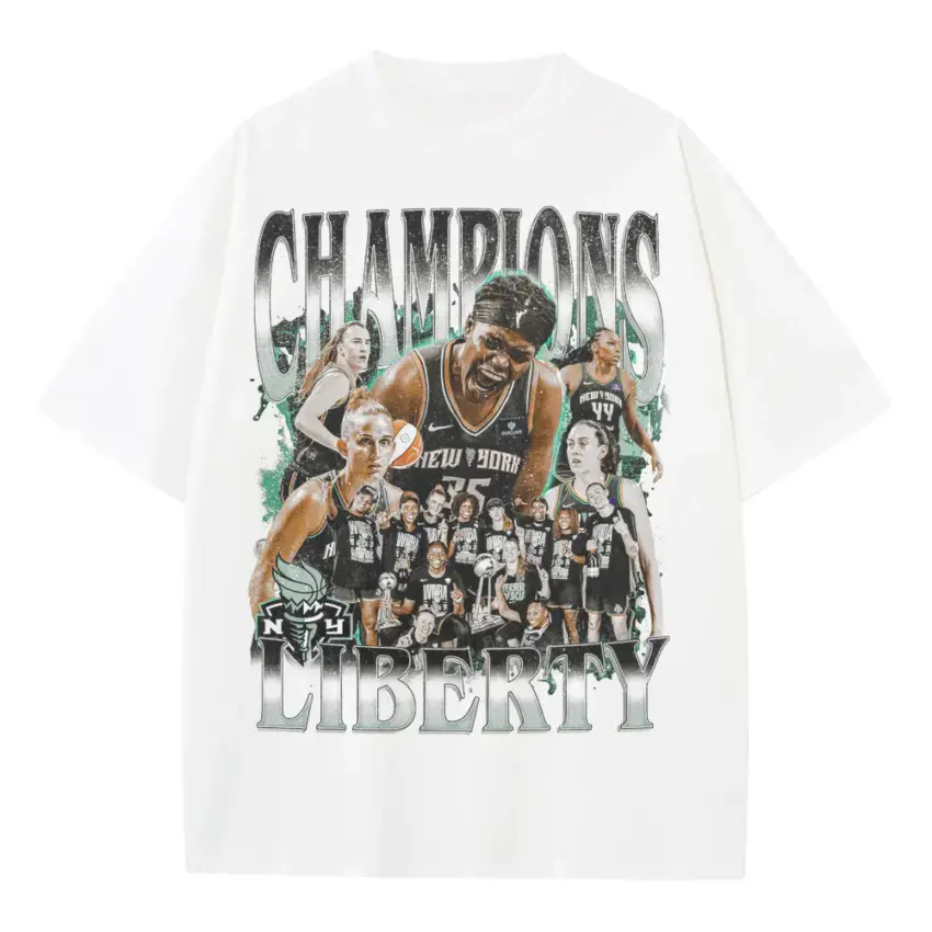 New York Liberty Champions Glory Heavyweight Oversized White Graphic Tee