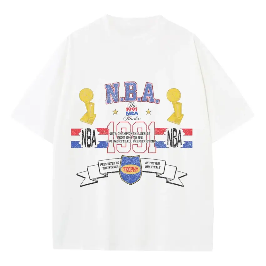NBA Finals 1991 Vintage Glory Heavyweight Oversized White Graphic Tee
