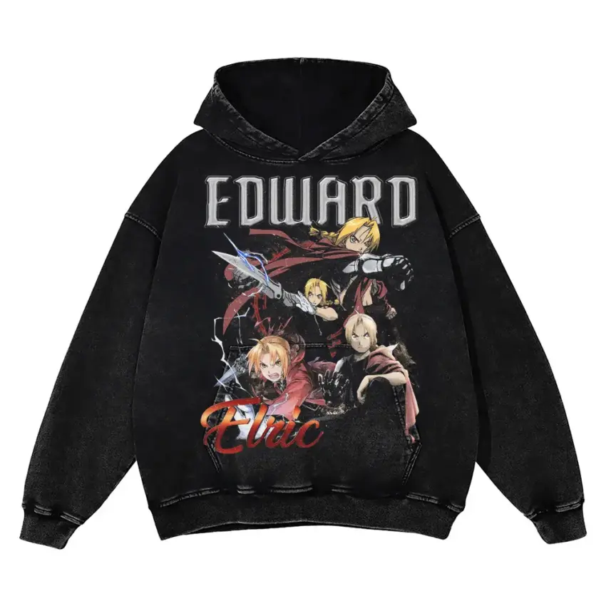 Fullmetal Alchemist Edward Aicd Wash Oversized Hoodie